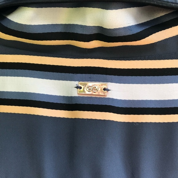 Vintage ESCADA SPORT 16 Oversized silky grey & gold striped  blouse Size EU 46 - Picture 6 of 16